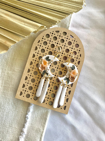 Terra Made - Spring moon floral dangle earrings