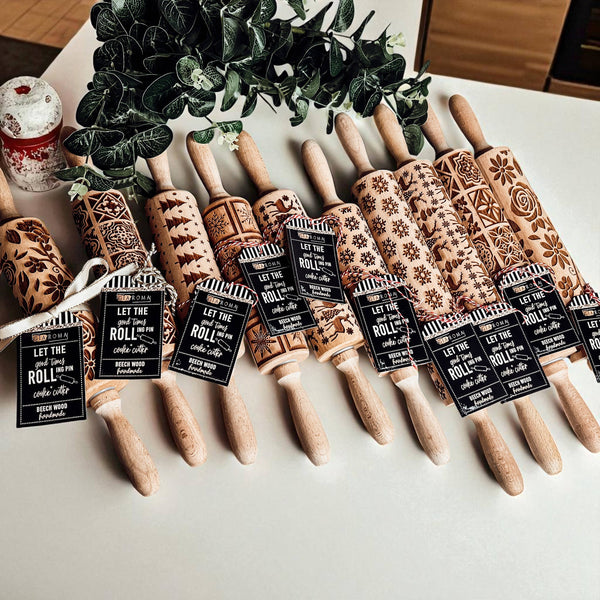 Gia Roma - Christmas Baking Gift Set Wooden Rolling Pins Holiday Cookie