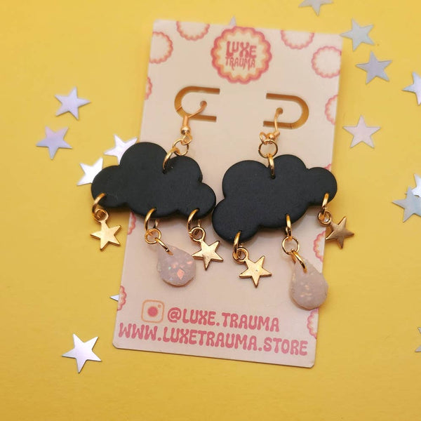 Luxe Trauma - Dark cloud clay earrings