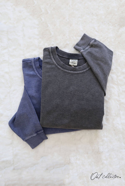 OAT COLLECTIVE - PREMIUM BASIC Cropped Thermal Vintage Pullover