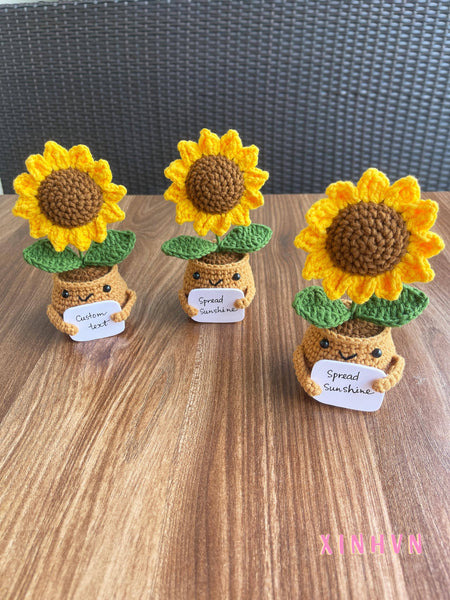 Cute Emotional Support Sunflower, Crochet Sunflower Gift