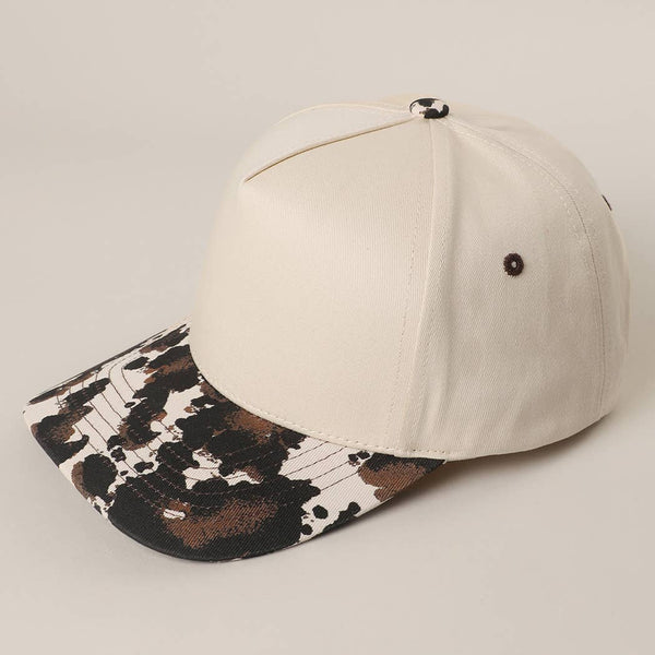 Fashion City - Two Tone Cow Printed Brim Canvas Trucker Hat