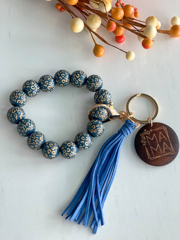 Harris Girls & Co. - Mama Wristlet Keychain "Blue Leopard"