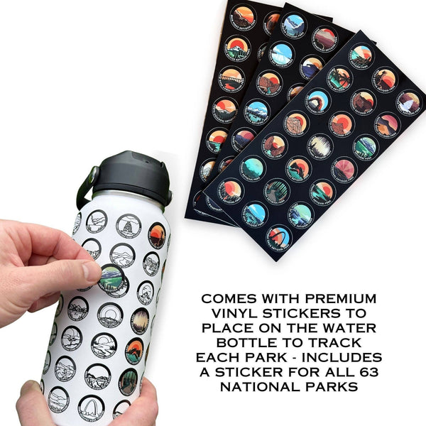 Track Your Adventures - National Park Water Bottle Tracker with Stickers