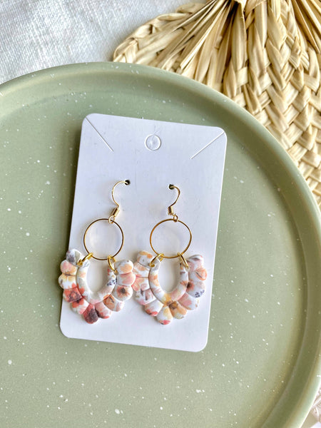 Terra Made - Scalloped delicate floral dangle earrings