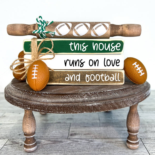 Ruaille Buaille Co - Football book stack | Sports themed decor | Fall tiered tray