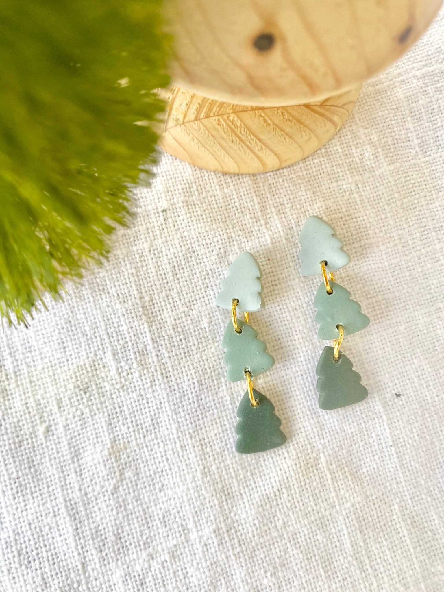 Terra Made - Triple christmas tree stacked earrings 