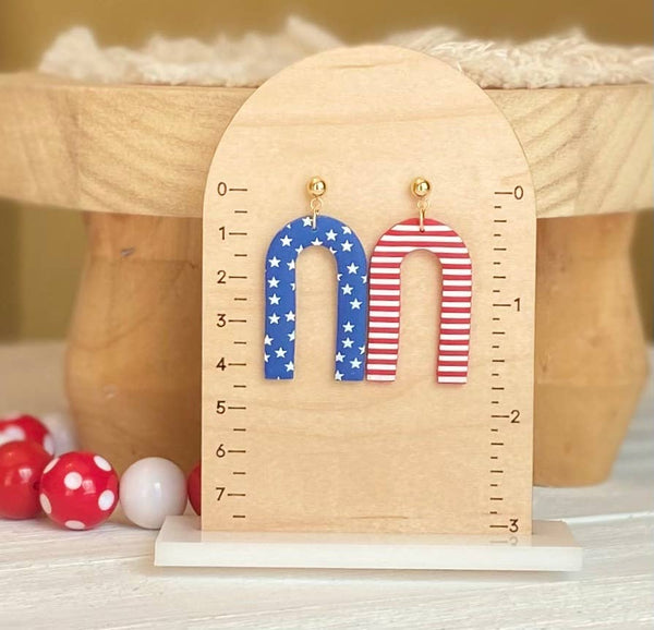 Clayhouse Colours - Red, White & Blue Clay Earrings | July 4th: Hearts