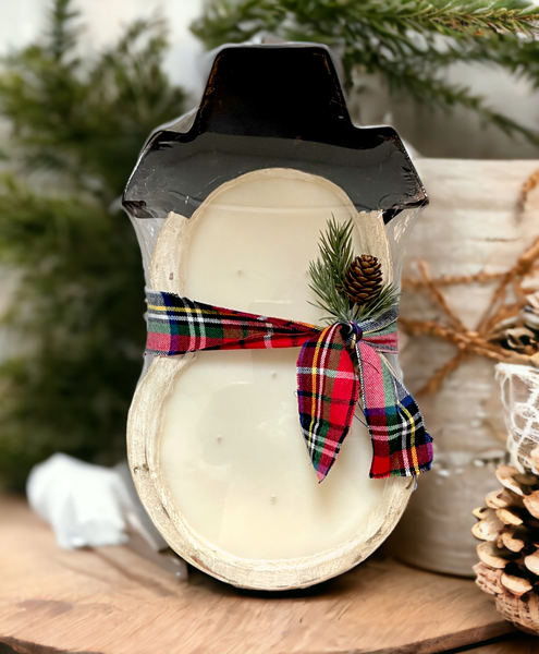 Crooked River Candle - Snowman Shaped Wood Bowl | Holiday Candle | Choice of Scent