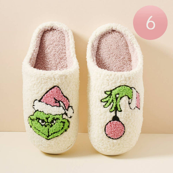 Wona Trading, Inc. - 6Pairs - Christmas Grinch Home Slippers