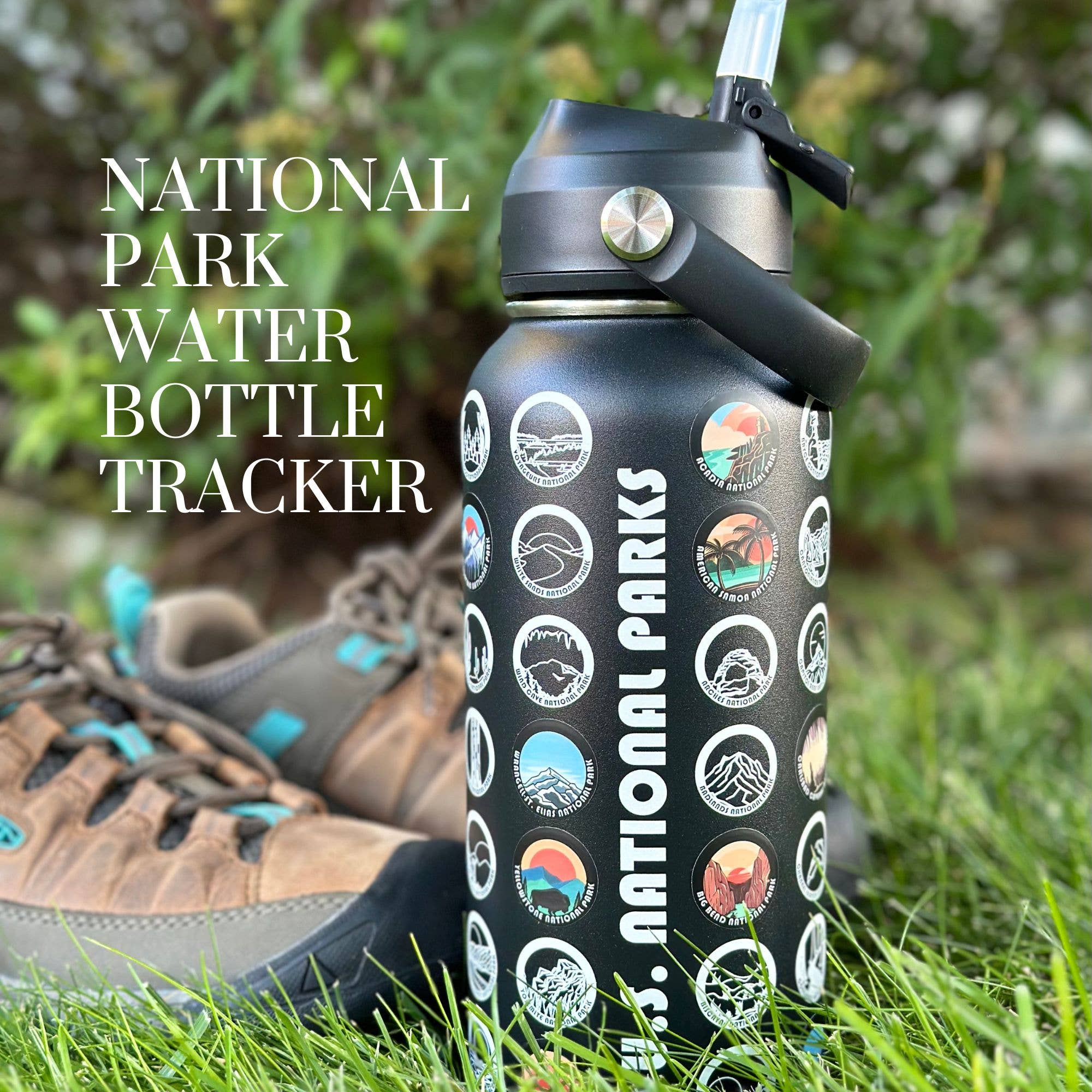 Track Your Adventures - National Park Water Bottle Tracker with Stickers