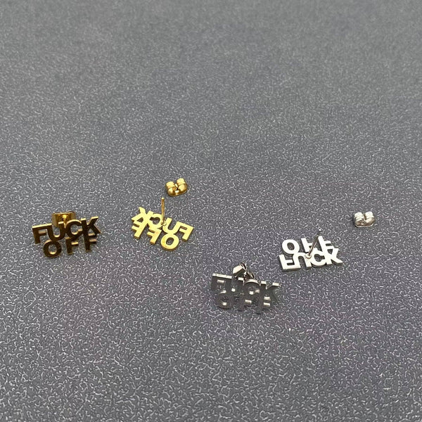 Mio Queena - 'FUCK OFF' Stainless Steel Ear Studs