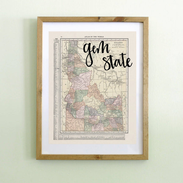 Create Good Company  Idaho VINTAGE MAP 8" x 10"