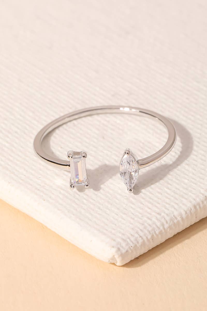 Anarchy Street - Gold Dipped Delicate Rhinestone Stud Open Ring