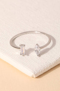 Anarchy Street - Gold Dipped Delicate Rhinestone Stud Open Ring