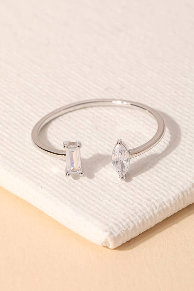 Anarchy Street - Gold Dipped Delicate Rhinestone Stud Open Ring