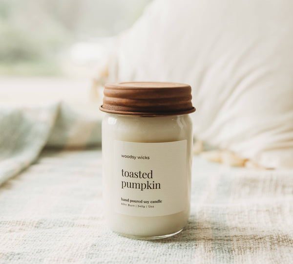 Woodsy Wicks - Lavender Lemon Cake Soy Wax Farmhouse Candle Wood Wick: 8oz