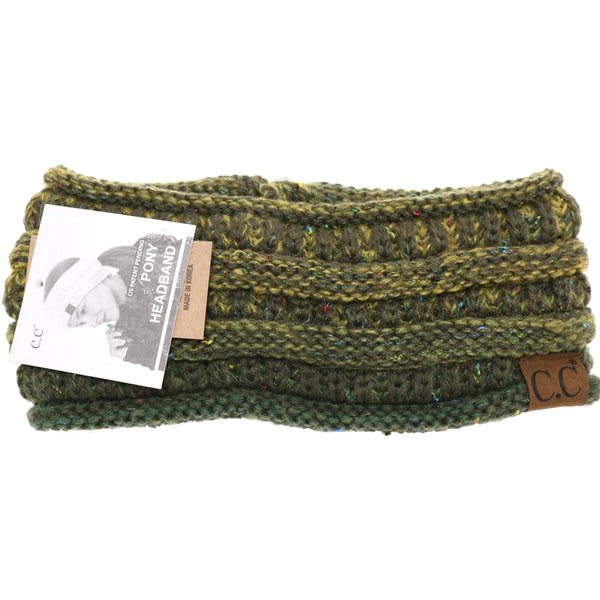 C.C Beanie - Ombre Ribbed Flecked Women's Fashion Ponytail Headband