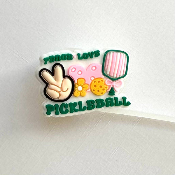 iconic mi - Straw Cover Topper Peace Love Pickleball Sign 10mm