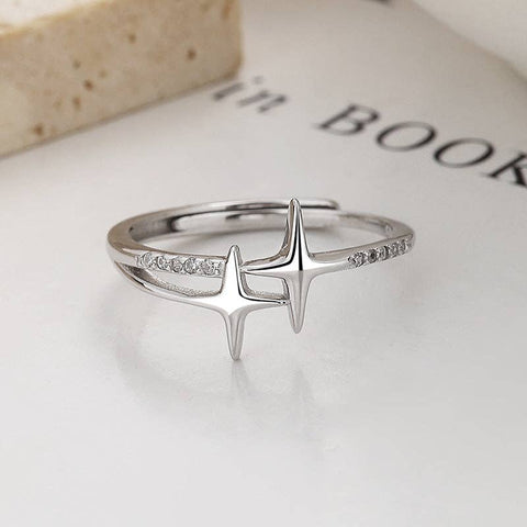 Perimade & Co. LLC - Dainty Star Stacking Band Ring in 925 Sterling Silver