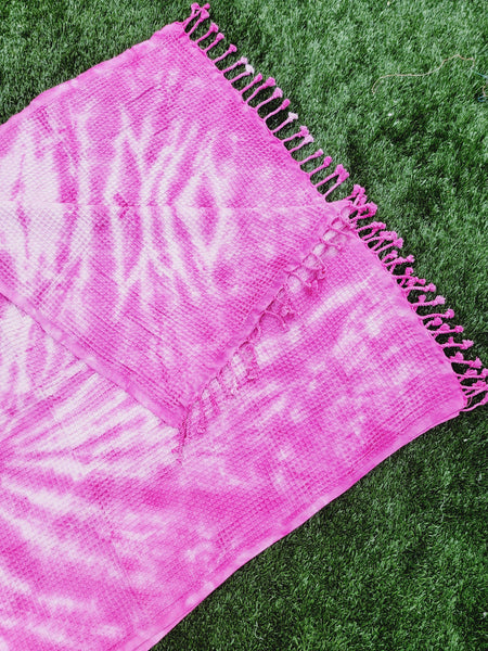 EBRU Home - 4 WAFFLE THROW/ Blanket , Assorted Tie-Dye Waffle Towel