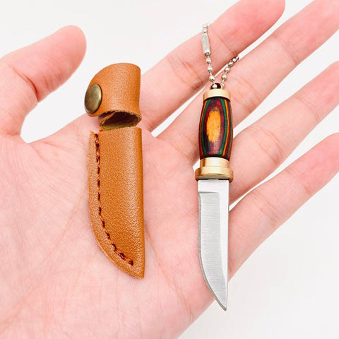 Mio Queena - Colored Wood Handle Portable Mini Knife and Protective Cover