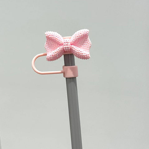 iconic mi - Straw Cover Acrylic Bow Coquette Baby Pink 10mm