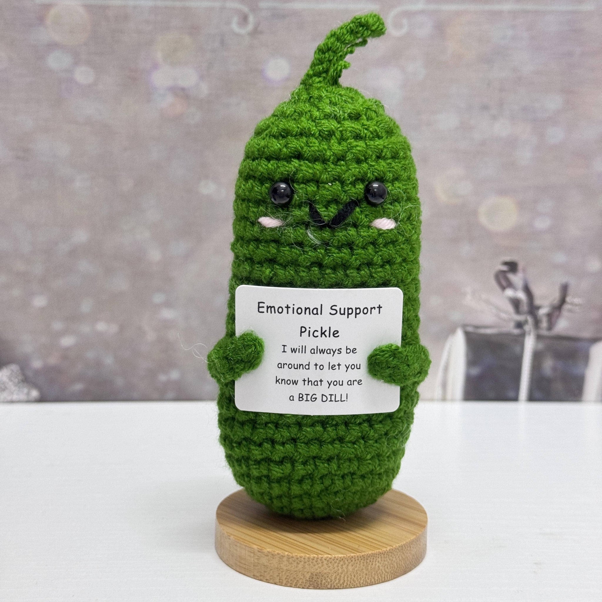 Adorable Handmade Crochet Pickle/Potato With Bows - Thumbnail 3