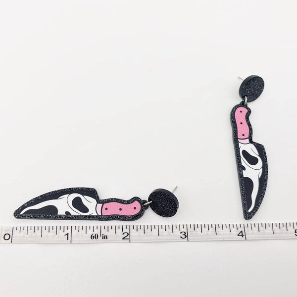 Mio Queena - Halloween Pink Knife Skull Post Earrings