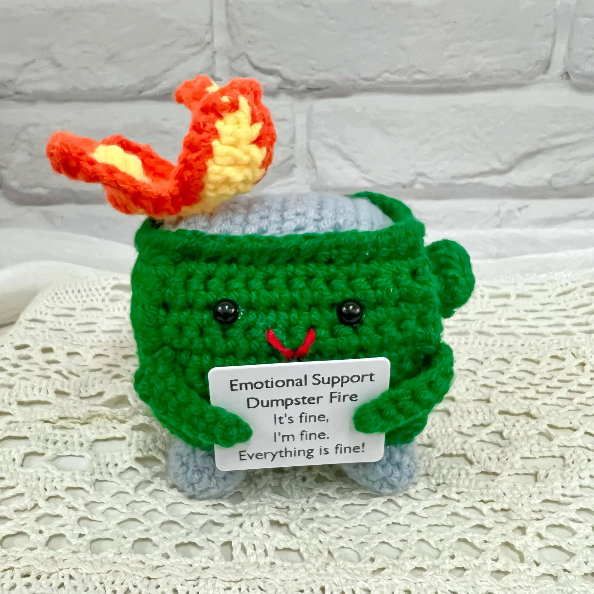 TOMOPOD LLC - Crochet Emotional Support Dumpster Fire Gifts, Handmade Toy