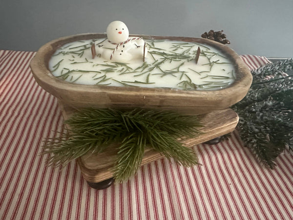 Shells Primitives/No Place Like Home - Snowman Dough Bowl Soy Wax Candle 