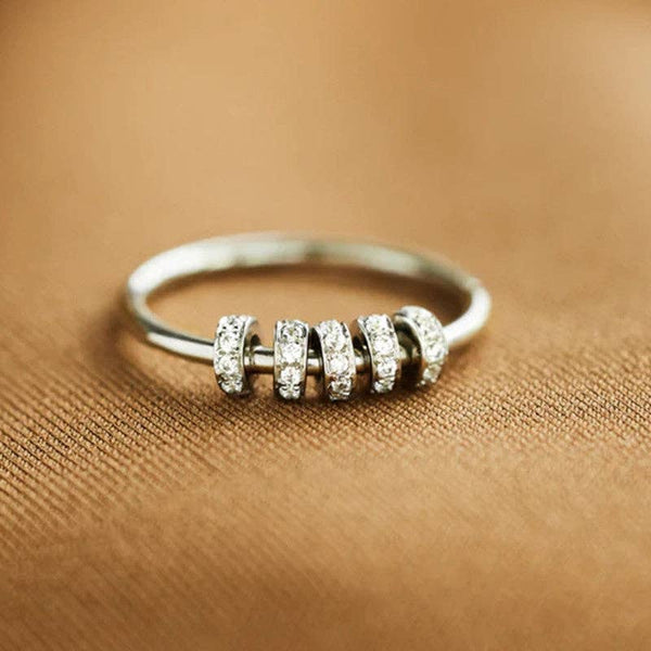 Perimade & Co. LLC - Rainbow Bead Fidget Spinner Ring in 925 Sterling Silver