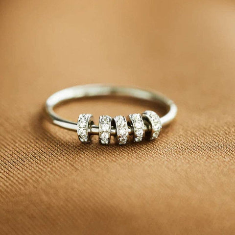 Perimade & Co. LLC - Rainbow Bead Fidget Spinner Ring in 925 Sterling Silver