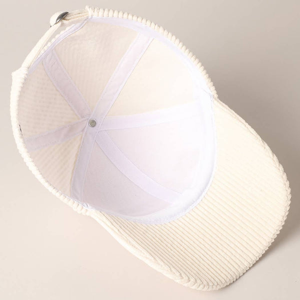 MAMA 3D Embroidered Fuzzy Patch Corduroy Cap