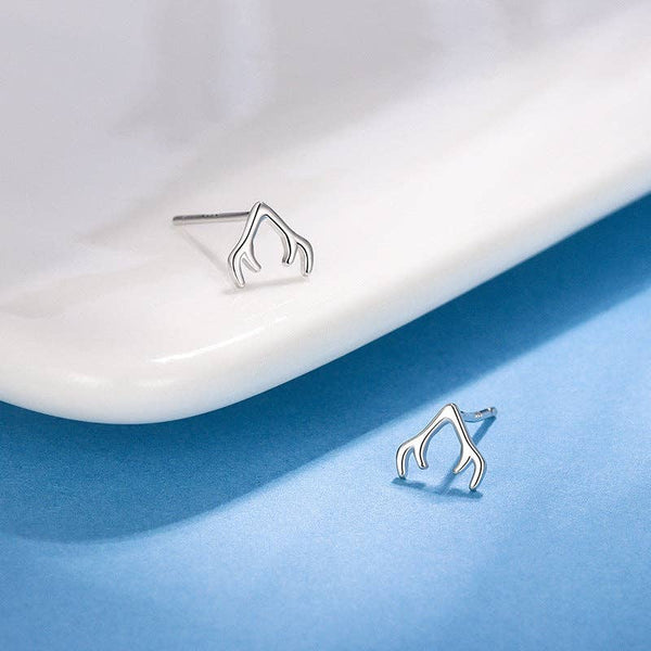 Perimade & Co. LLC - Deer Antler Stud Earrings in 925 Sterling Silver
