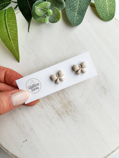 Mellow Dove Designs - Bow Studs | Blush, Sage, Vanilla | Trendy Clay Earrings