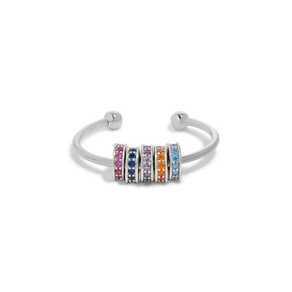 Perimade & Co. LLC - Rainbow Bead Fidget Spinner Ring in 925 Sterling Silver