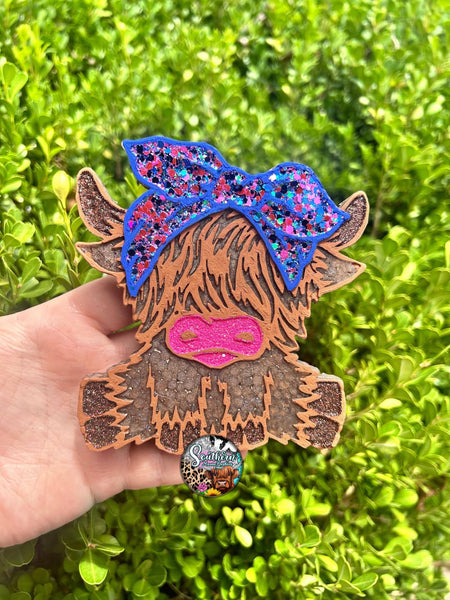 Southern Mama Freshies & More - Highland Cow With Bow Car Freshie