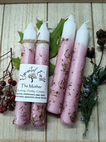 Elemental Earth Shop - The Mother Herbal Intention Candles 6 inch tapers