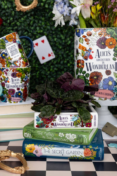 Steel Mill and Co. - Stacked Books Planter, Alice/Wind in the Willows/The Secret