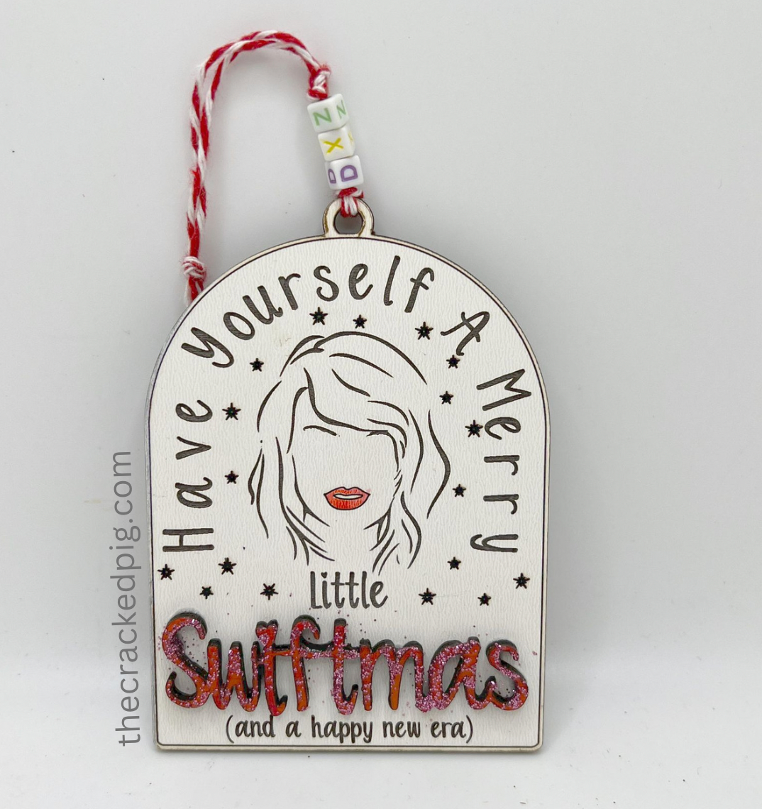 The Cracked Pig - Taylor Swift Swiftmas Hanging Ornament With Friendship Beads