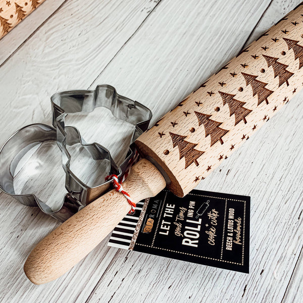 Gia Roma - Christmas Baking Gift Set Wooden Rolling Pins Holiday Cookie