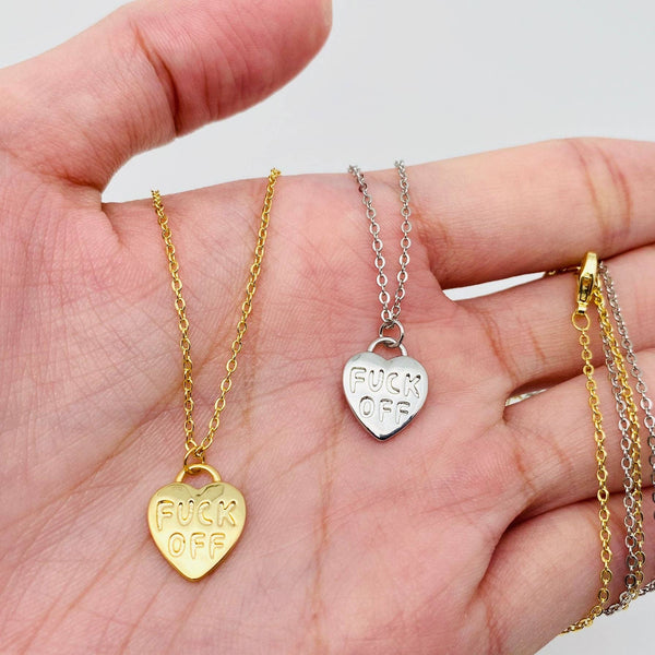 Mio Queena - "FUCK OFF" Gold Plated Heart Pendant Necklace