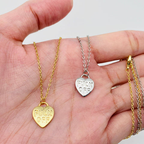 Mio Queena - "FUCK OFF" Gold Plated Heart Pendant Necklace