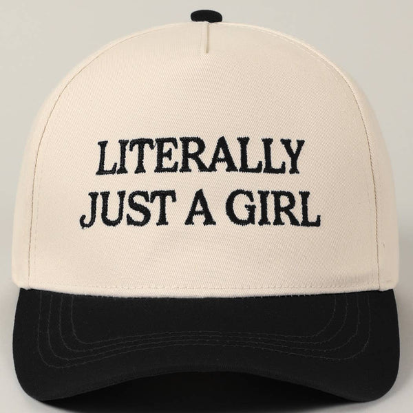 Fashion City - Literally Just A Girl Embroidery Two Tone Trucker Hat