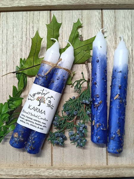 Elemental Earth Shop - Karma Herbal 6 inch Ritual Intention Candles