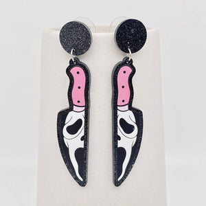 Mio Queena - Halloween Pink Knife Skull Post Earrings