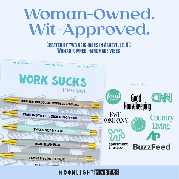 Moonlight Makers - Work Sucks - Funny Pen Set - Office Humor, Gift for Coworker