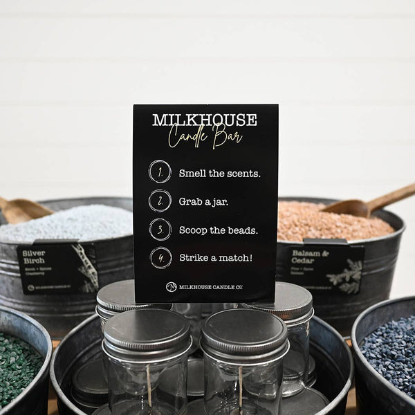 Milkhouse Candle Company - Candle Bar Table Tent Instruction Sign – Shelf Talker