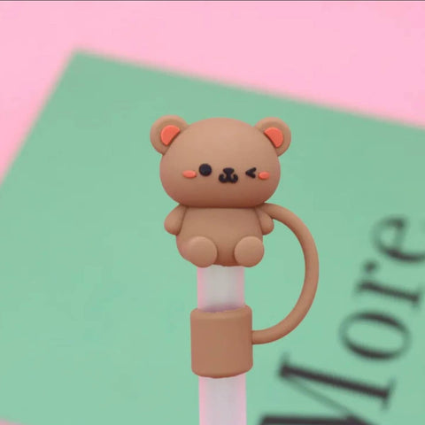 iconic mi - Straw Cover Brown Teddy Bear 10mm